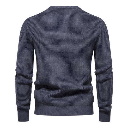 Pull décontracté chaud légèrement extensible à col rond pour homme