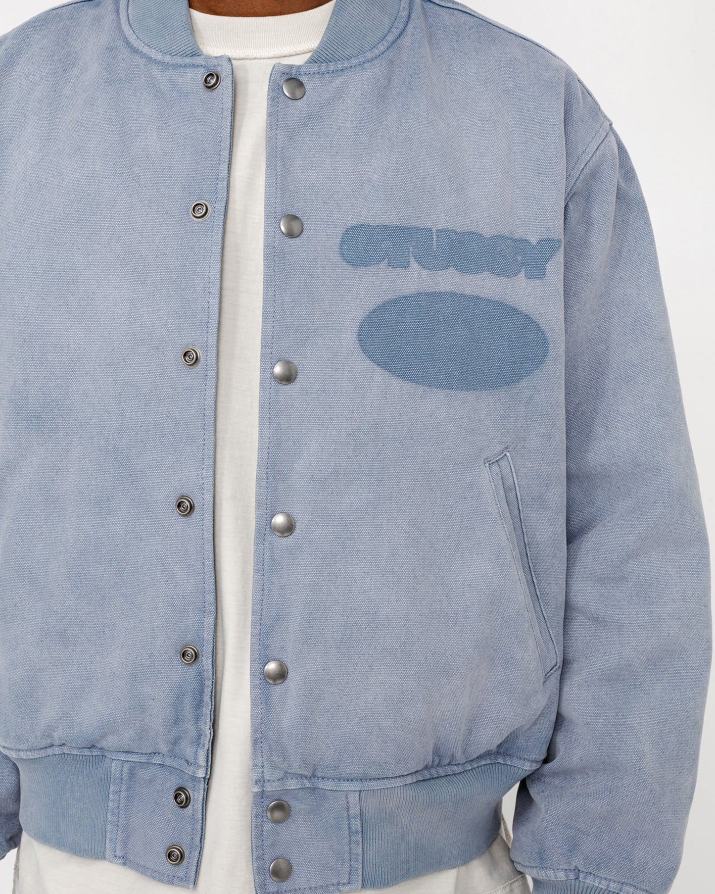 GHOST LOGO CANVAS VARSITY JACKET