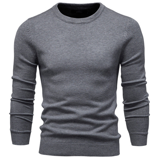 Pull uni chaud à col rond pour homme