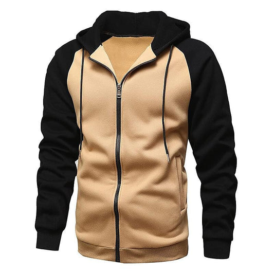 Gilet Sweat-shirt à Capuche Zippé Polaire Contrasté pour Homme